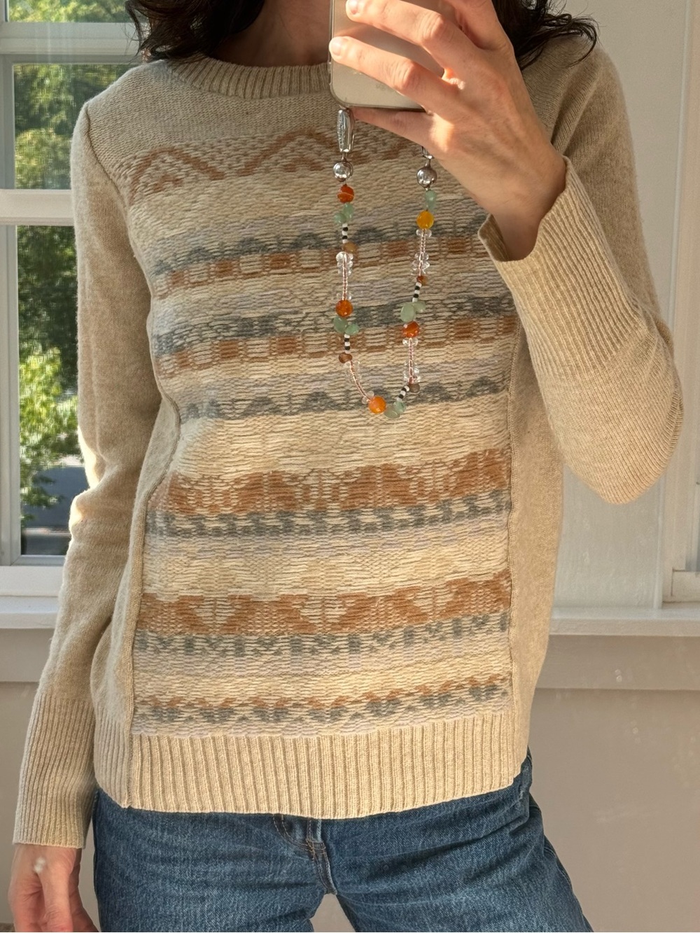 J.Crew 100% Wool Fair Isle Sweater Camel Neutral (Small)